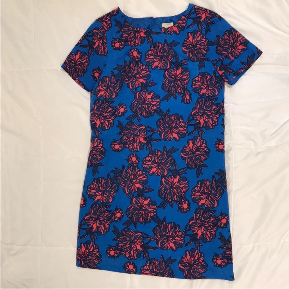 J.Crew Blue and Pink Flower Print Dress